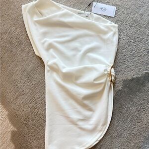 Stradivarius White Top with Gold Detail